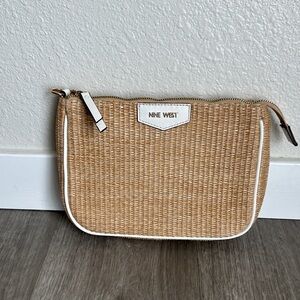 Nine West Tan Woven Wristlet with White Trim